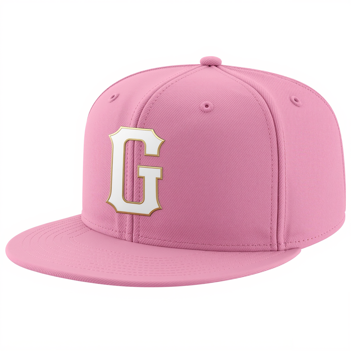 Custom Pink & White/Gold Stitched Adjustable Snapback Hat