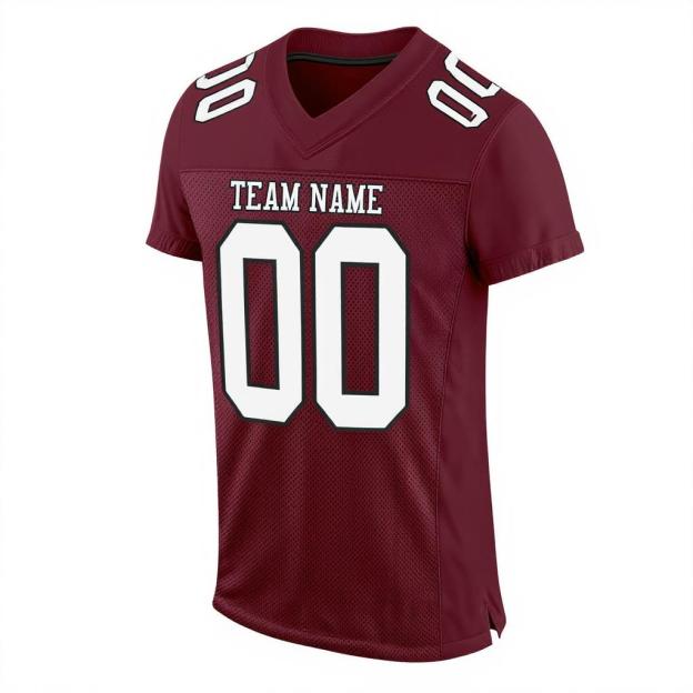Custom Burgundy & White/Black Football Jersey
