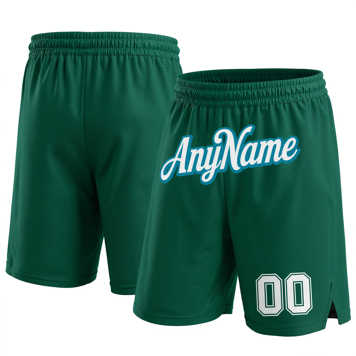 Custom Kelly Green & White/Blue Shorts