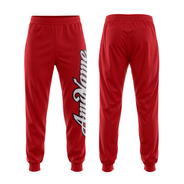 Custom Red & White/Black Fleece Jogger Sweatpants