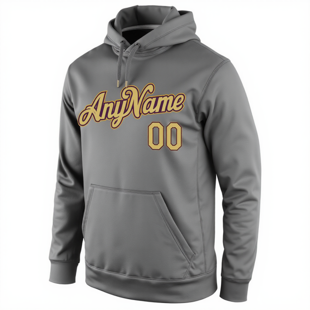Custom Grey & Gold/Purple Pullover Sports Sweatshirt Hoodie
