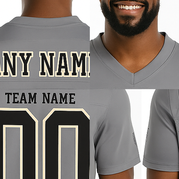 Custom Grey & Black/White Football Jersey
