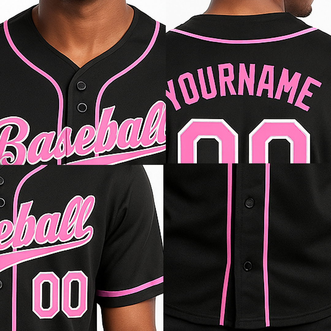 Custom Black & Pink/White Baseball Jersey