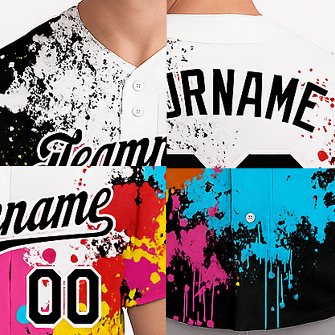 Custom Splashes White&Black Baseball Jersey