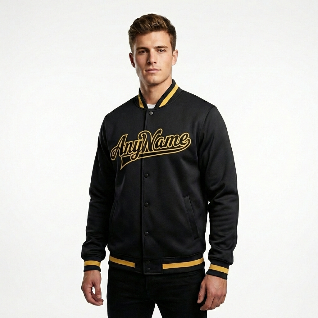Custom Black & Yellow Full-Snap Fleece Jacket