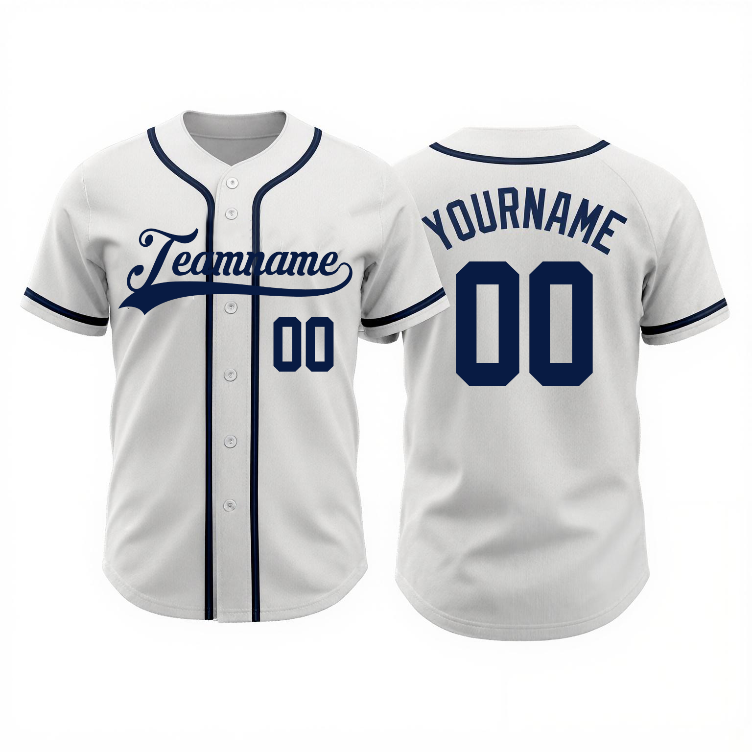 Custom White & Navy Baseball Jersey