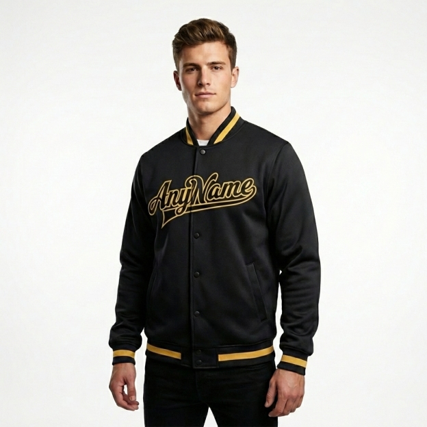 Custom Black & Yellow Full-Snap Fleece Jacket