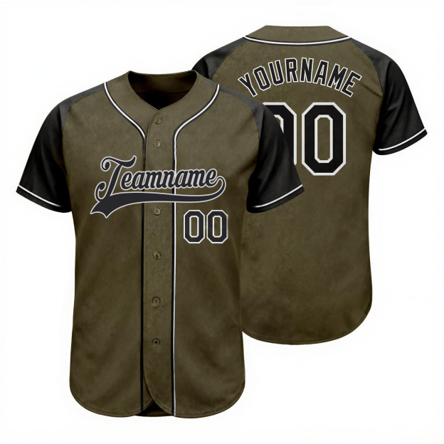 Custom Olive & Black-White Baseball Jersey