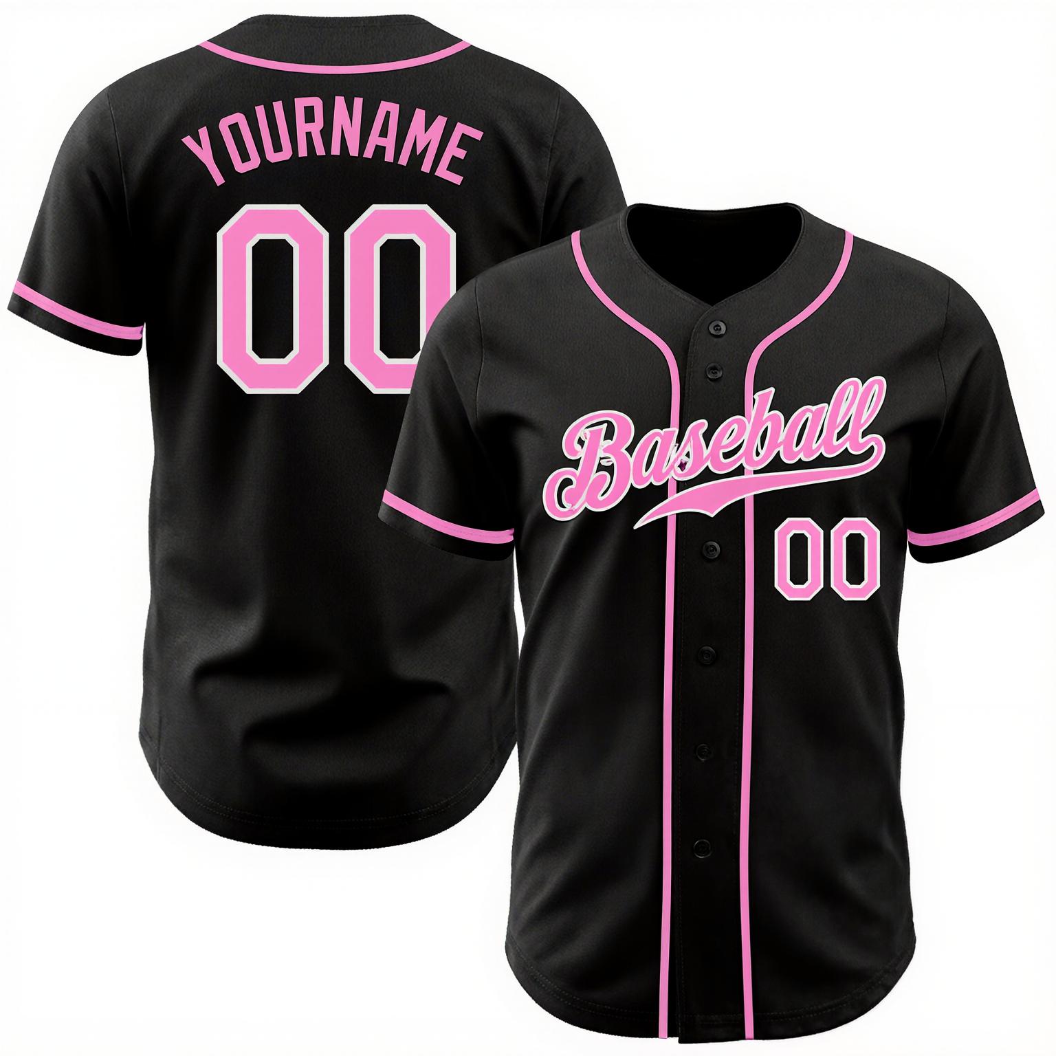 Custom Black & Pink/White Baseball Jersey