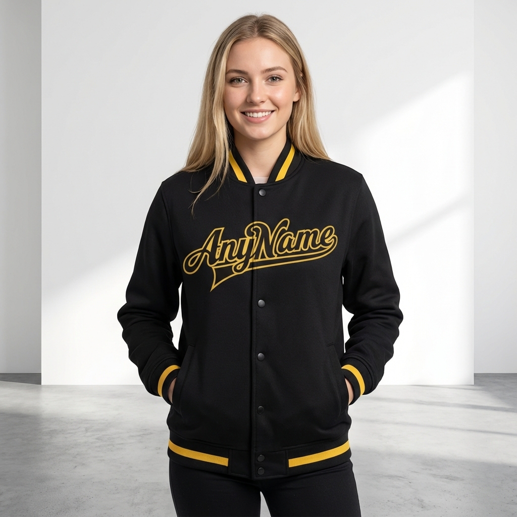 Custom Black & Yellow Full-Snap Fleece Jacket