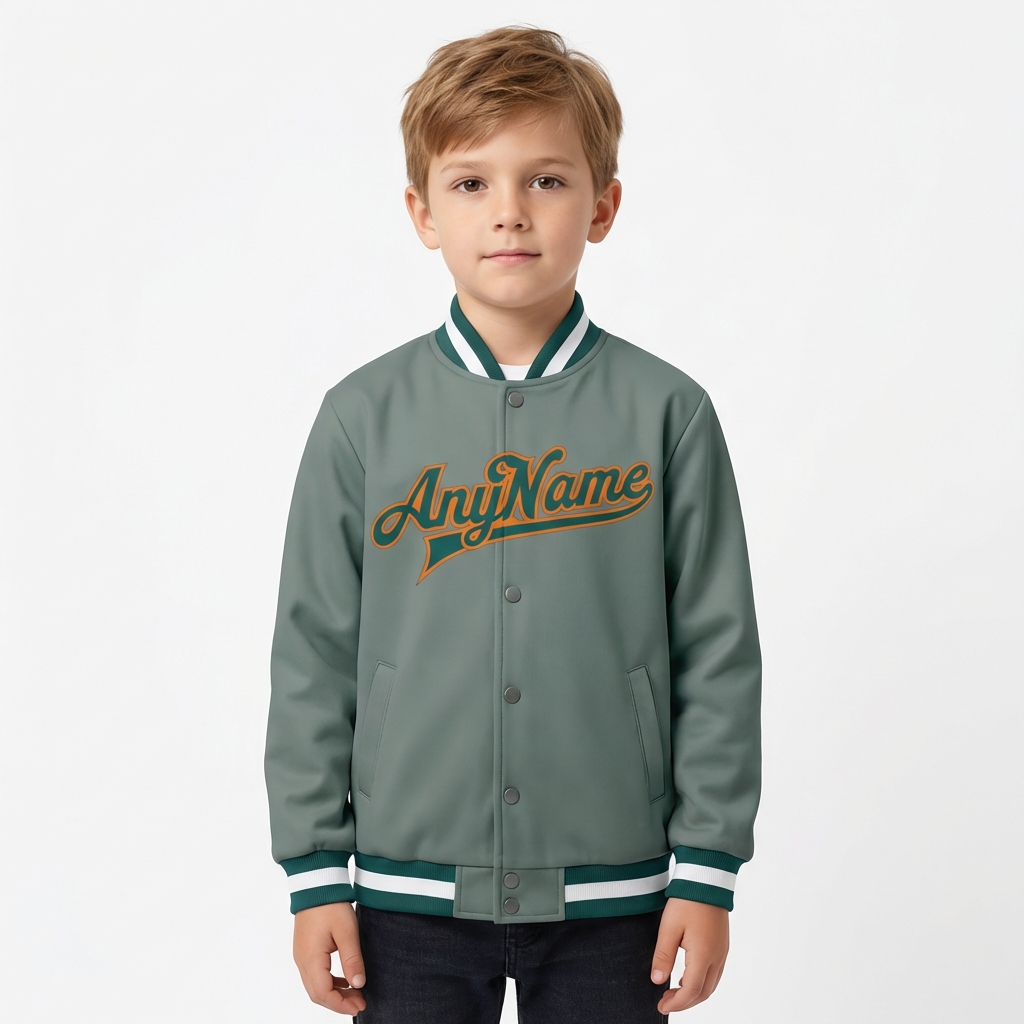 Custom Gray & Orange/White Full-Snap Fleece Jacket