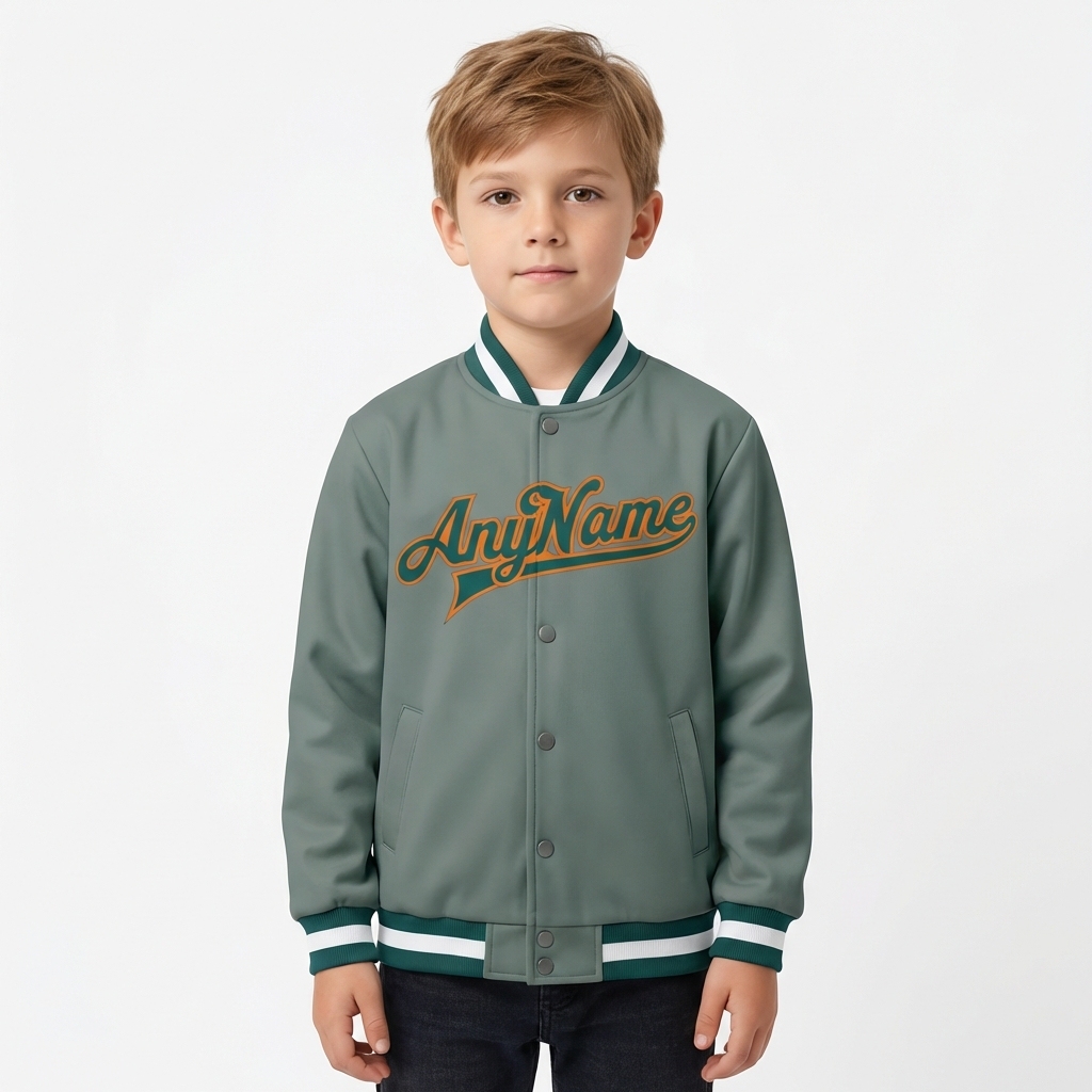 Custom Gray & Orange/White Full-Snap Fleece Jacket