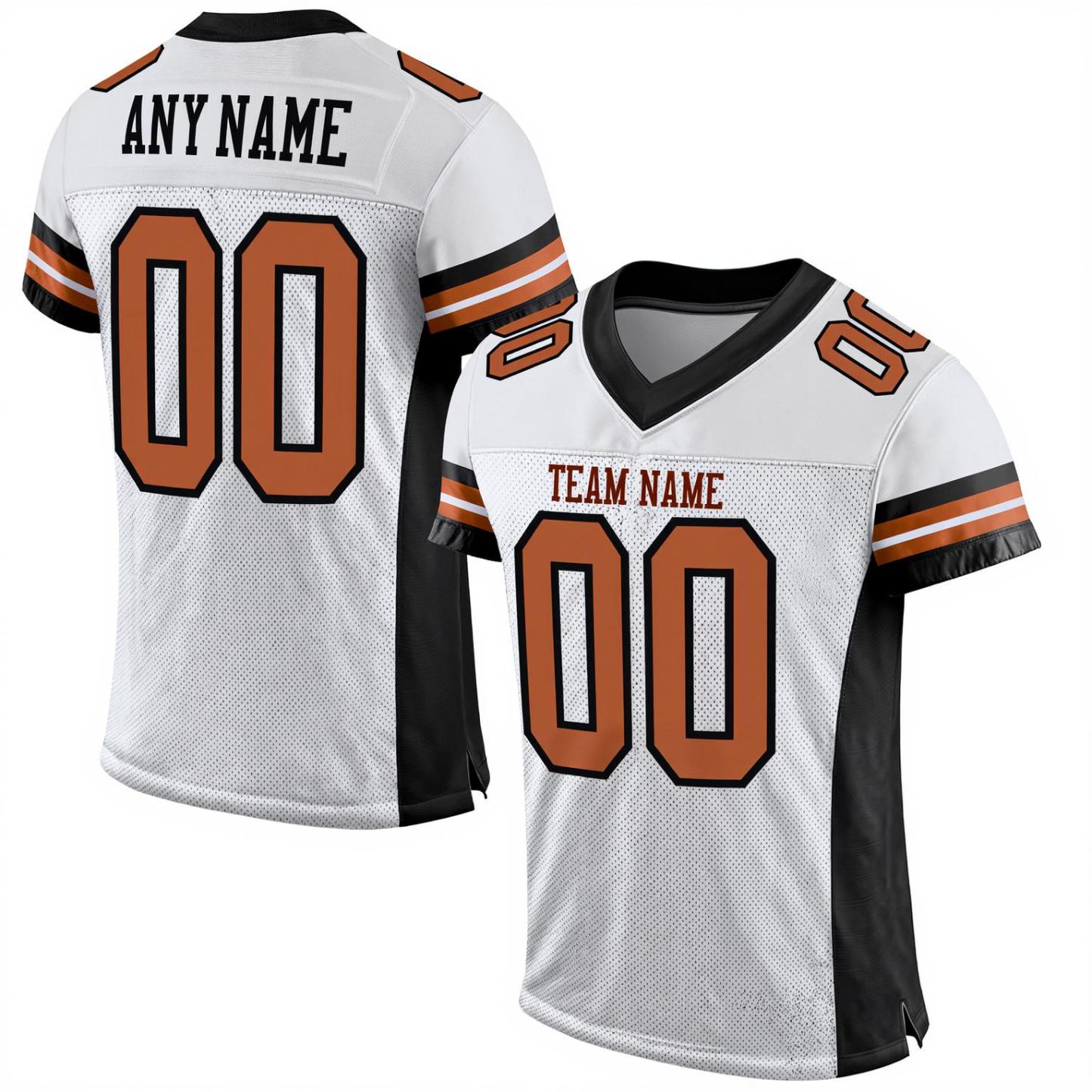 Custom White & Brown/Black Throwback Football Jersey