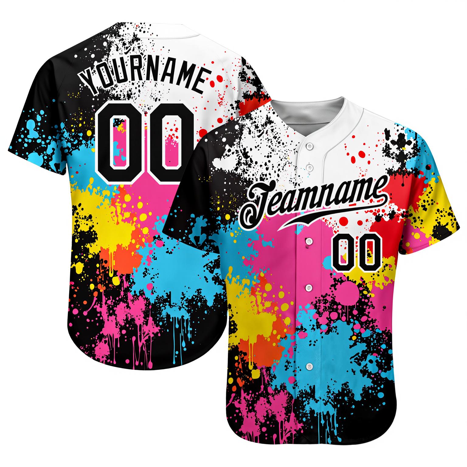 Custom Splashes White&Black Baseball Jersey