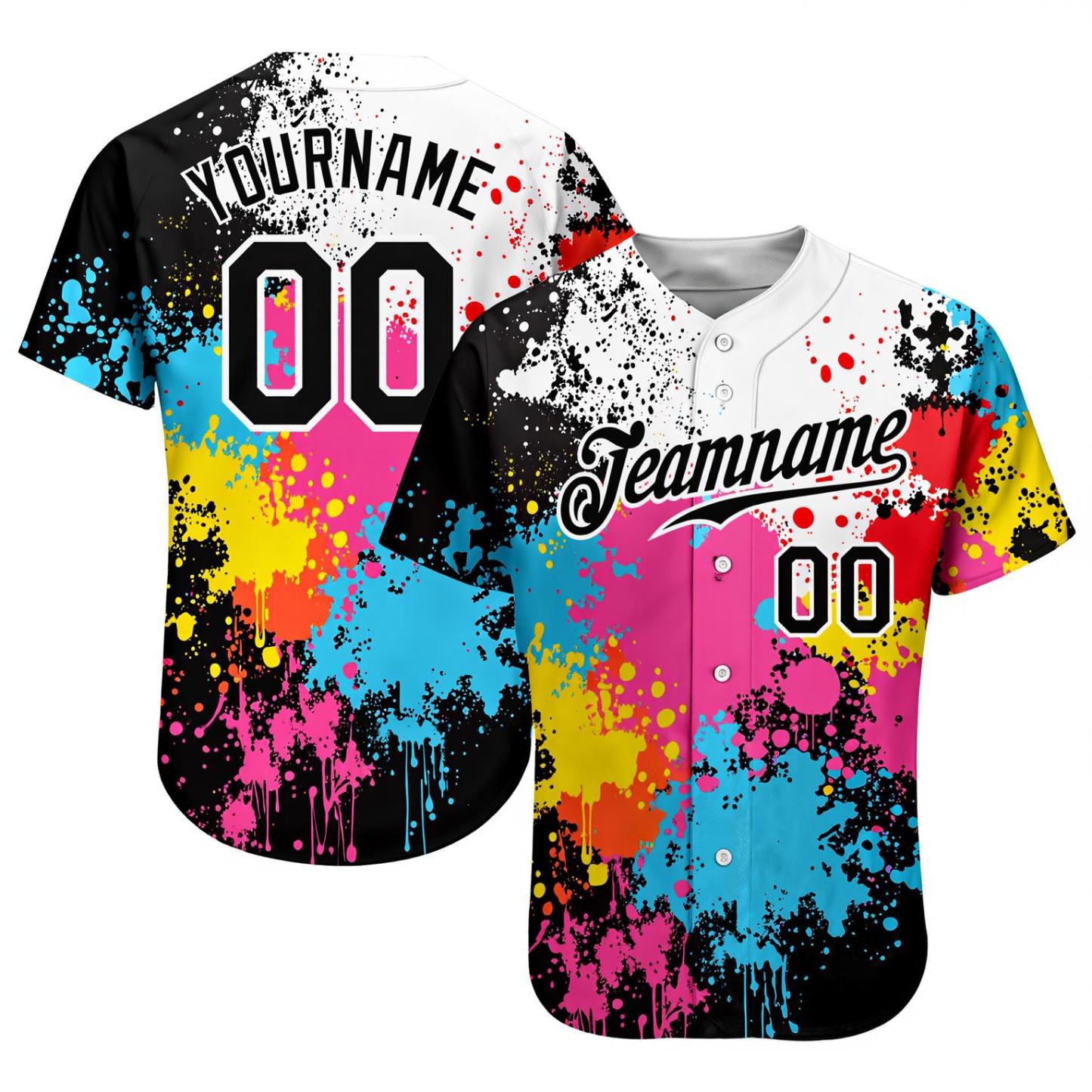 Custom Splashes White&Black Baseball Jersey