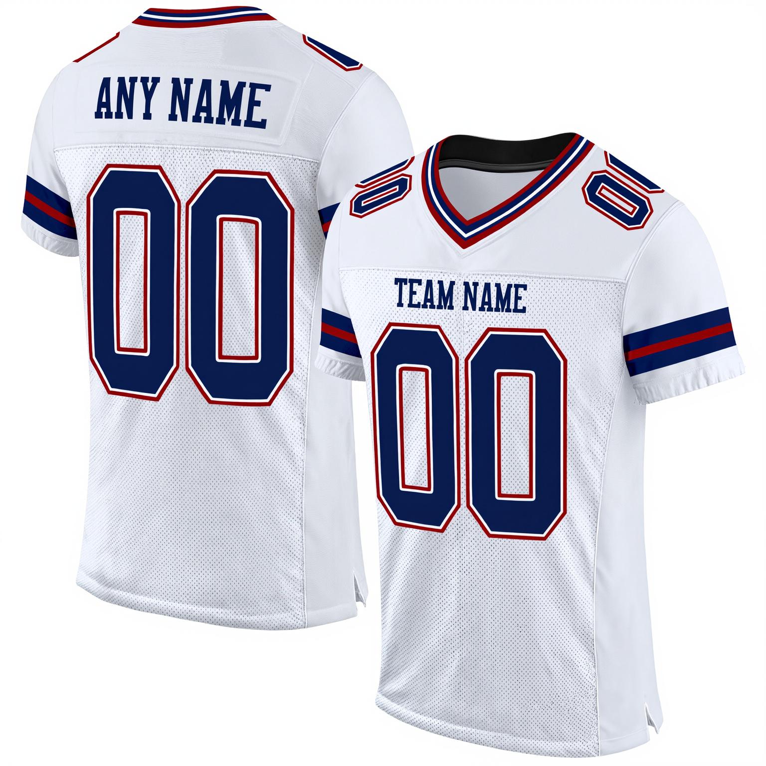 Custom White & Red/Navy Football Jersey