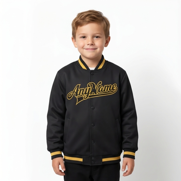 Custom Black & Yellow Full-Snap Fleece Jacket