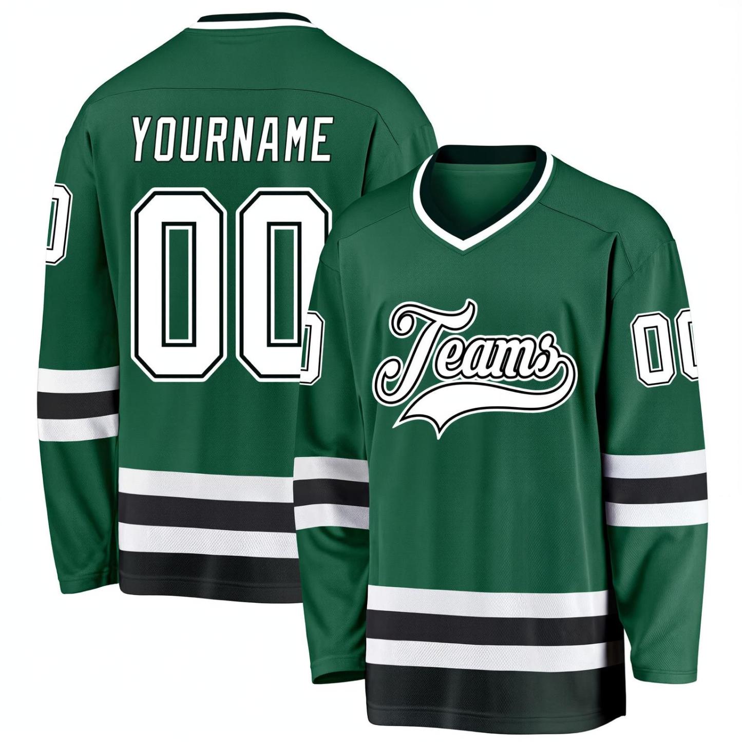 Custom Midnight Green & White/Black Hockey Jersey