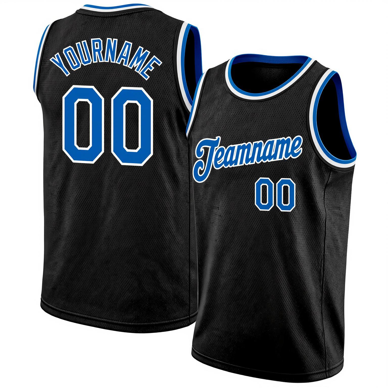 Custom Black & Blue/White Pinstripes Basketball City Edition Jersey