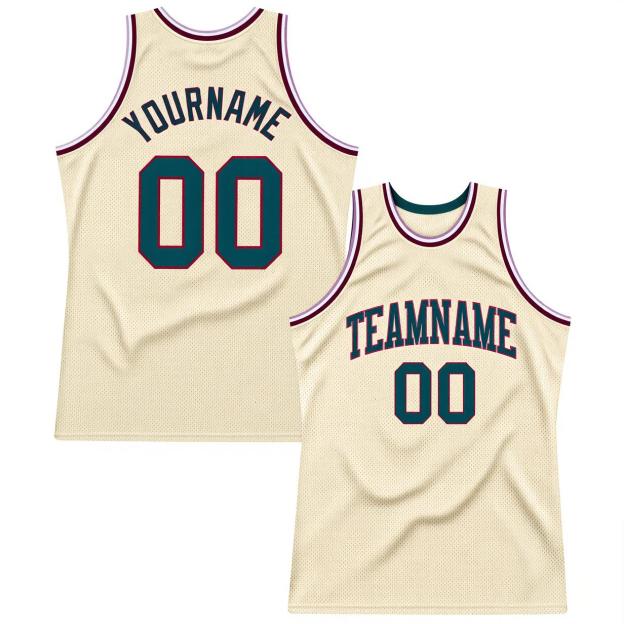 Custom Cream & Teal/Purple Basketball Throwback Jersey