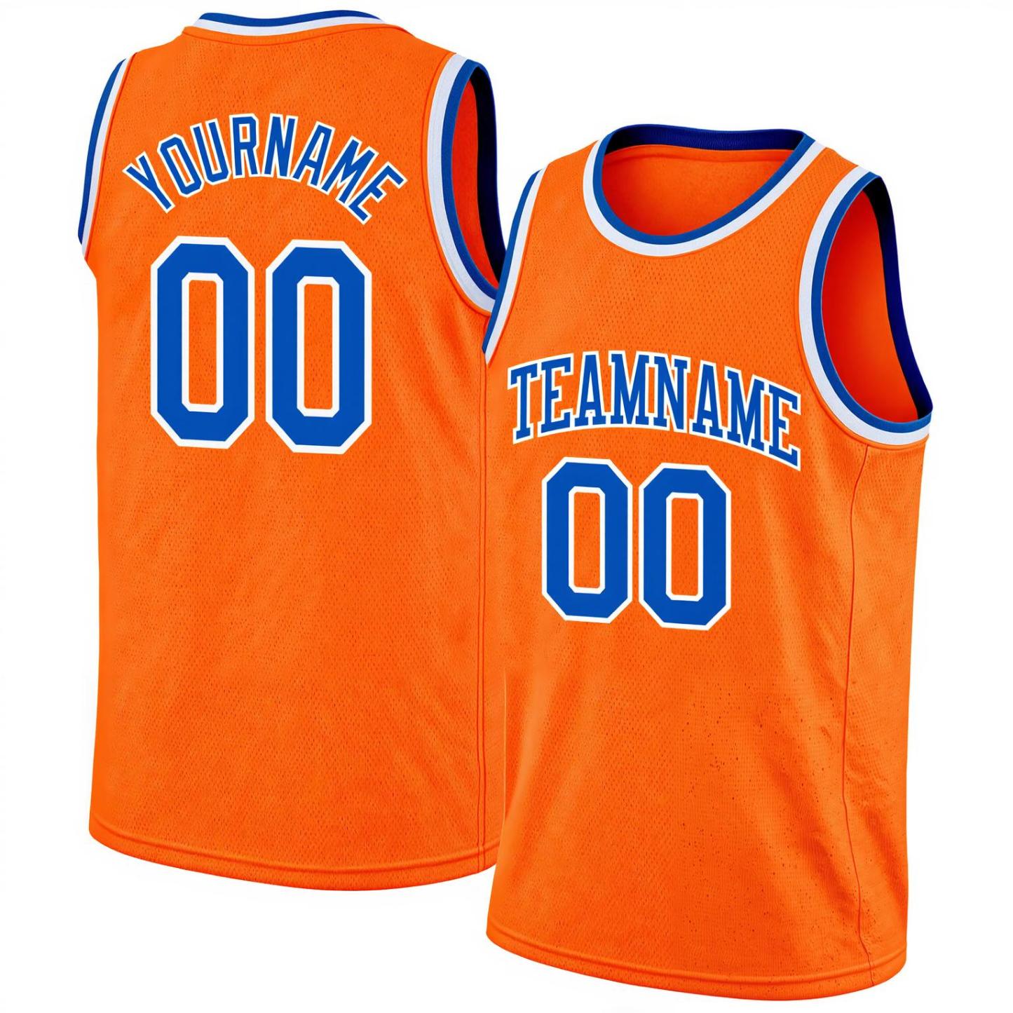Custom Orange & Blue/White Basketball City Edition Jersey