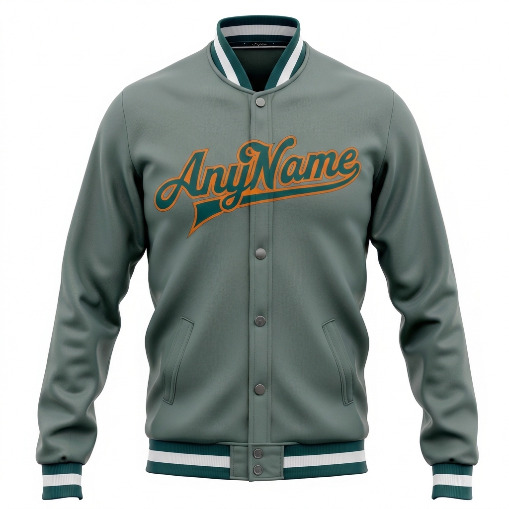 Custom Gray & Orange/White Full-Snap Fleece Jacket