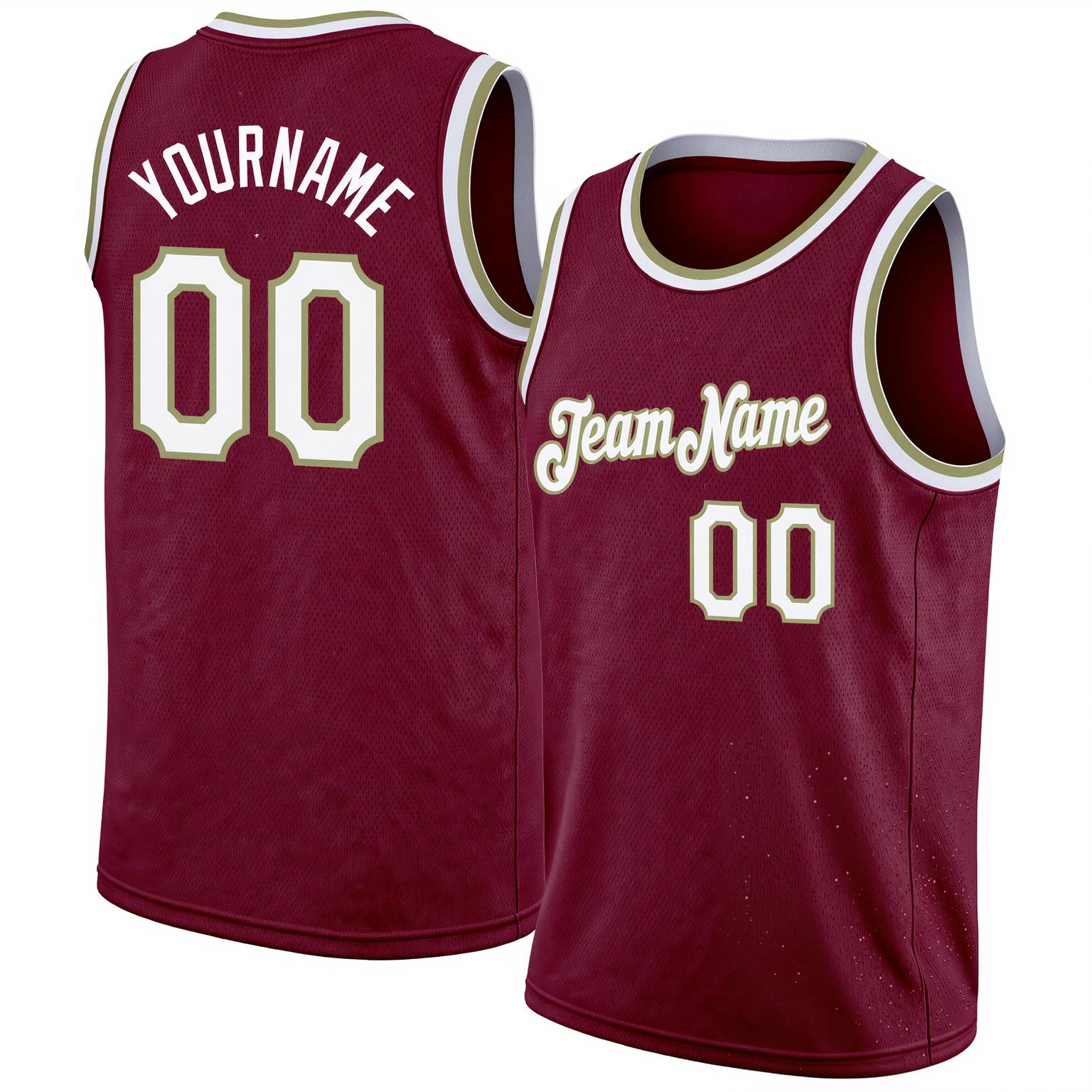 Custom Burgundy & White/Brown Basketball City Edition Jersey