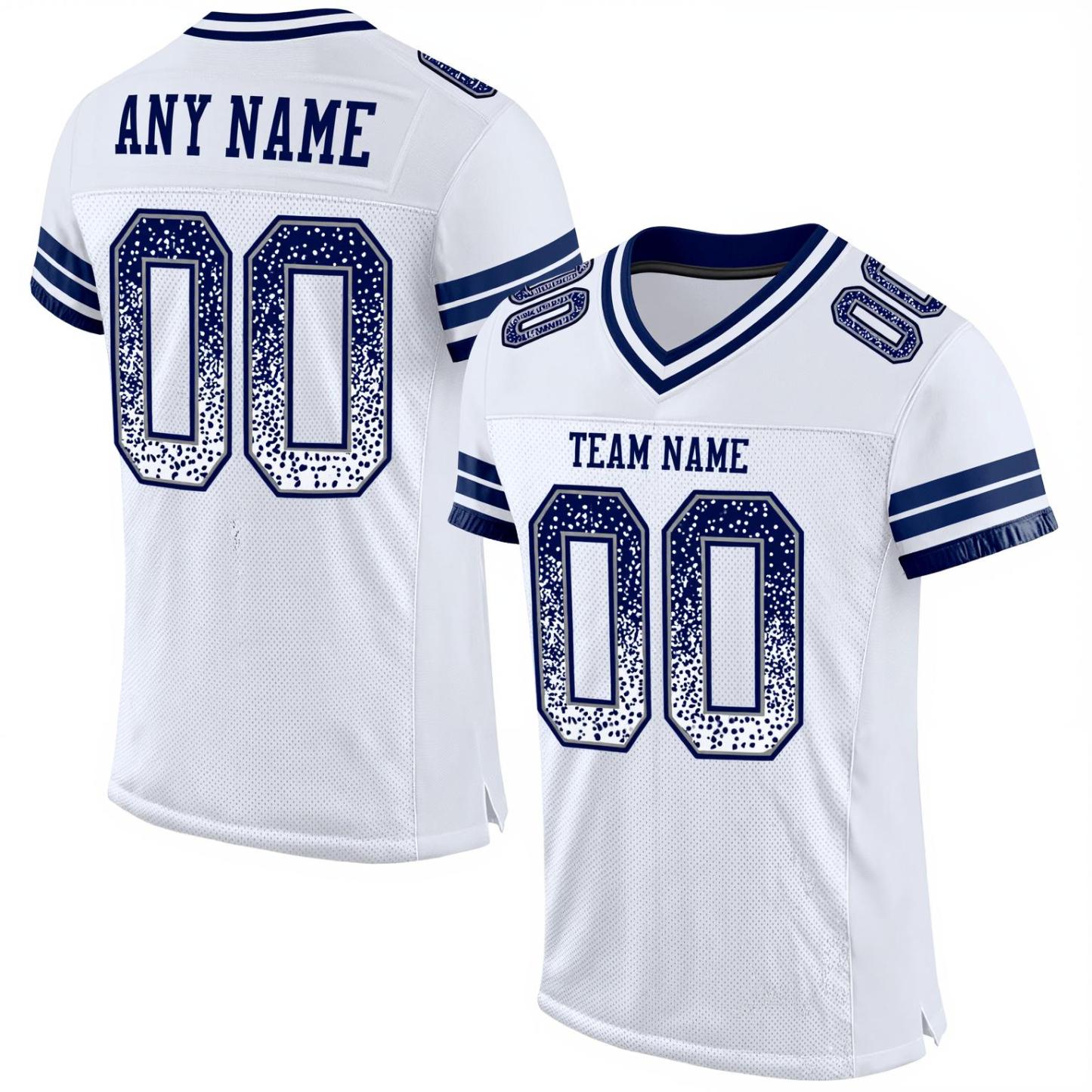 Custom White & Navy/White Drift Fashion Football Jersey