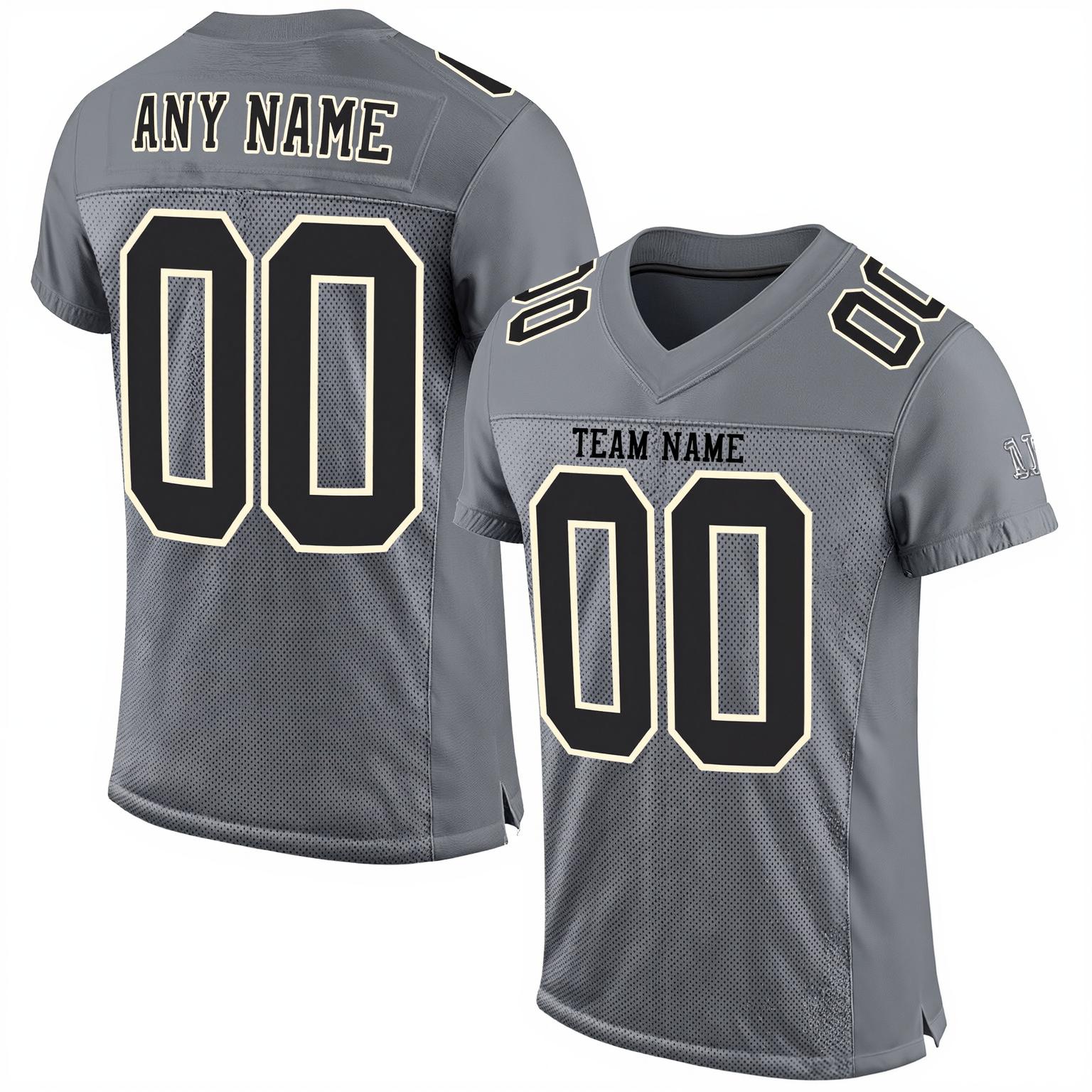 Custom Grey & Black/White Football Jersey