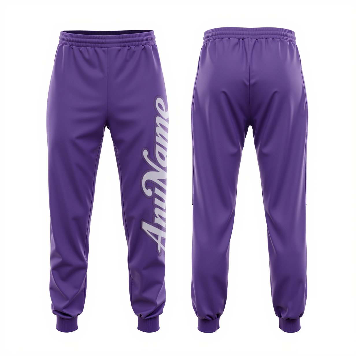 Custom Purple & White Fleece Jogger Sweatpants