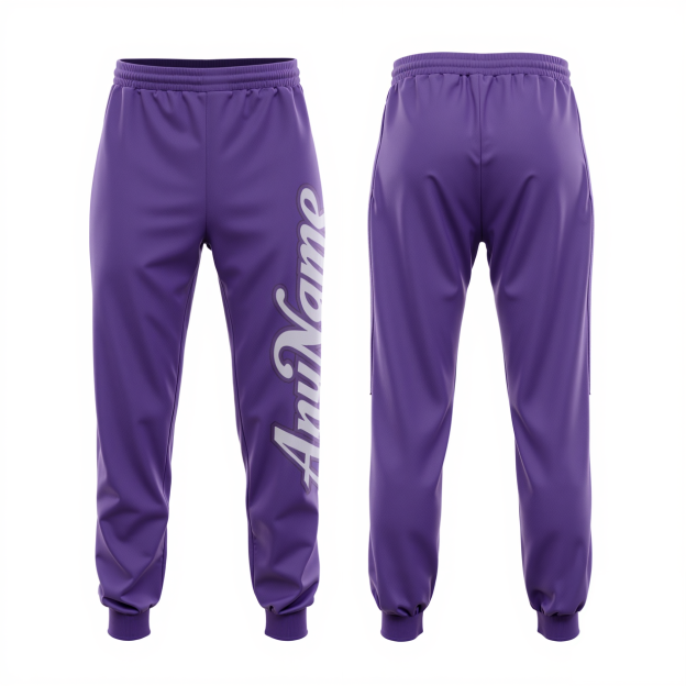 Custom Purple & White Fleece Jogger Sweatpants