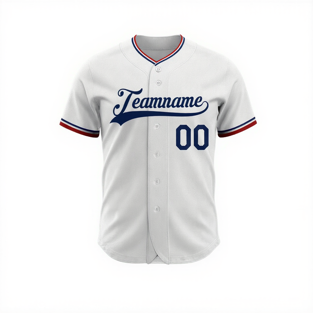 Custom White & Navy-Red Baseball Jersey