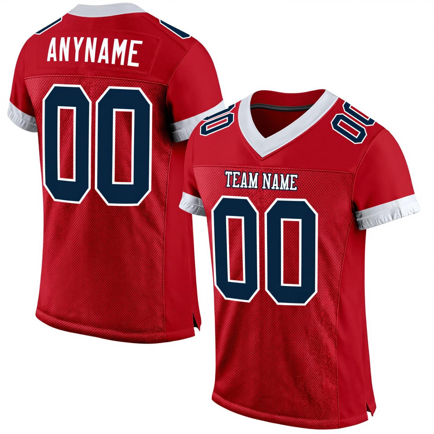 Custom Red & Navy/White Football Jersey