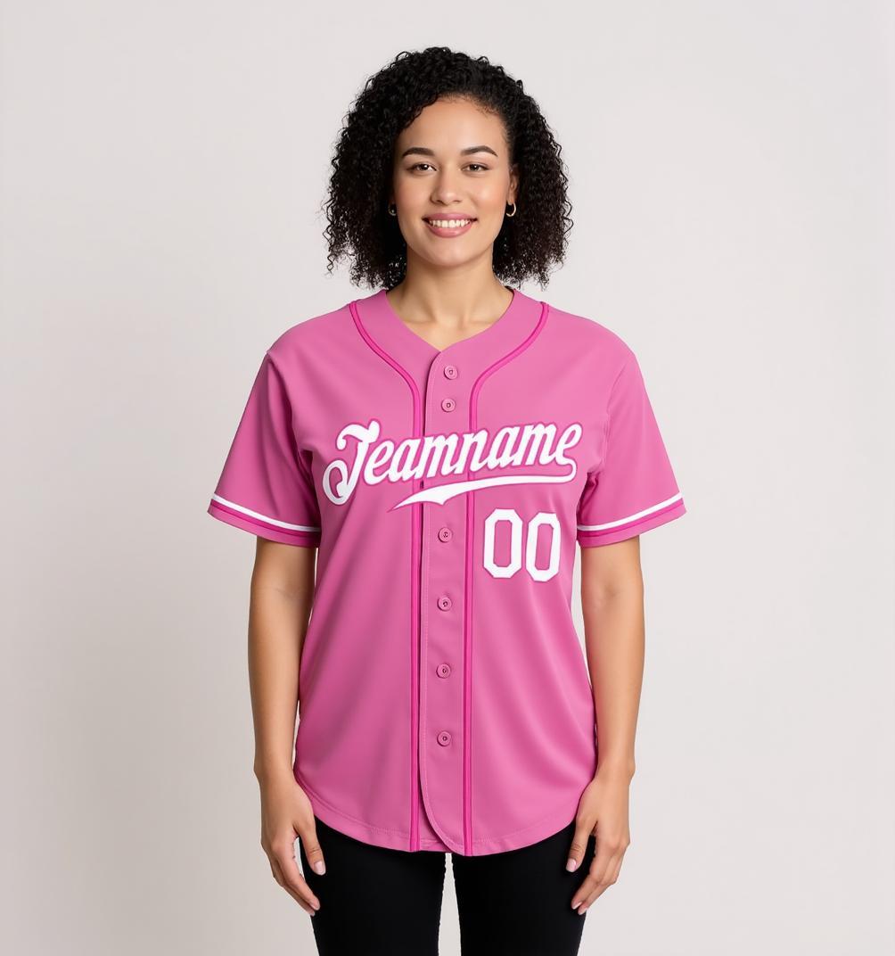 Custom Pink & White Baseball Jersey