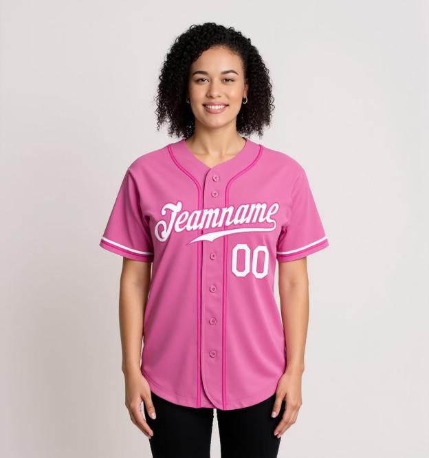 Custom Pink & White Baseball Jersey
