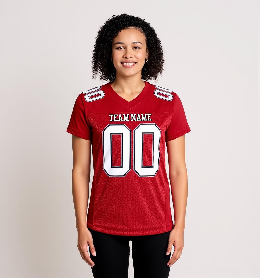Custom Red & White/Black Football Jersey
