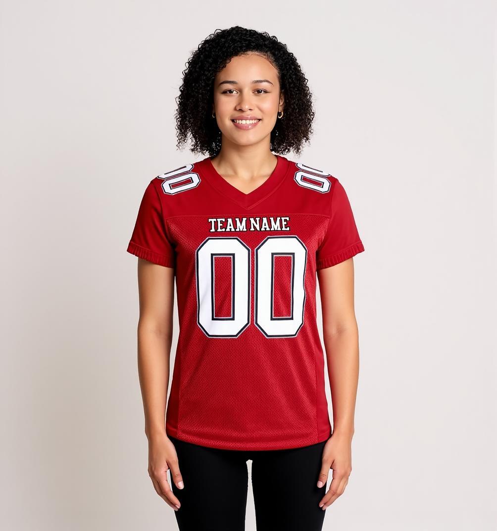 Custom Red & White/Black Football Jersey