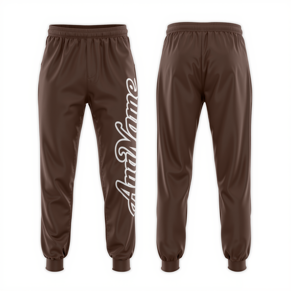 Custom Brown & White Fleece Jogger Sweatpants