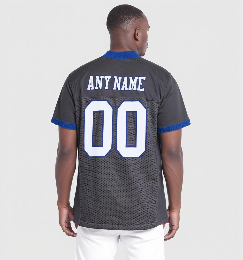 Custom Dark Grey & White/Royal Football Jersey