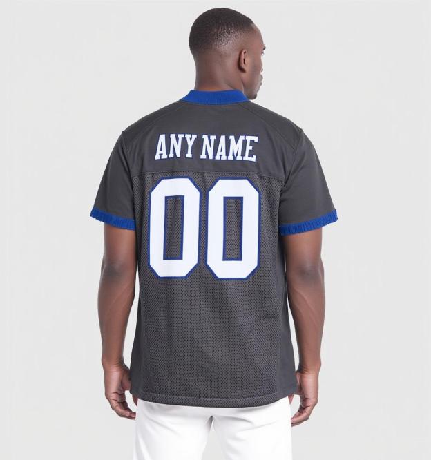 Custom Dark Grey & White/Royal Football Jersey