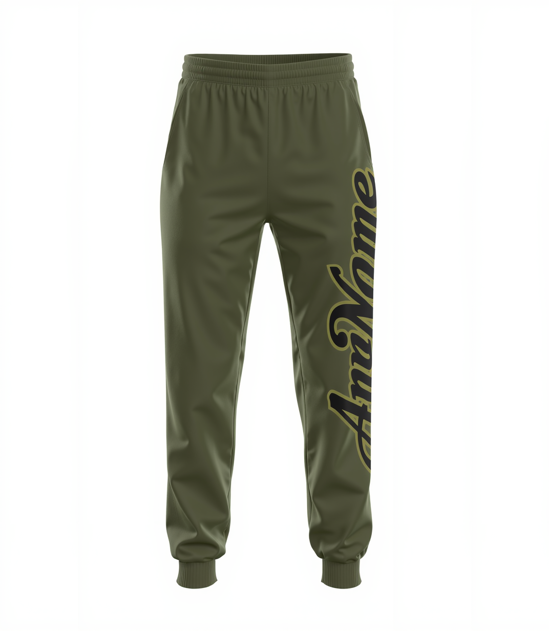 Custom Olive & Black/Green Fleece Jogger Sweatpants