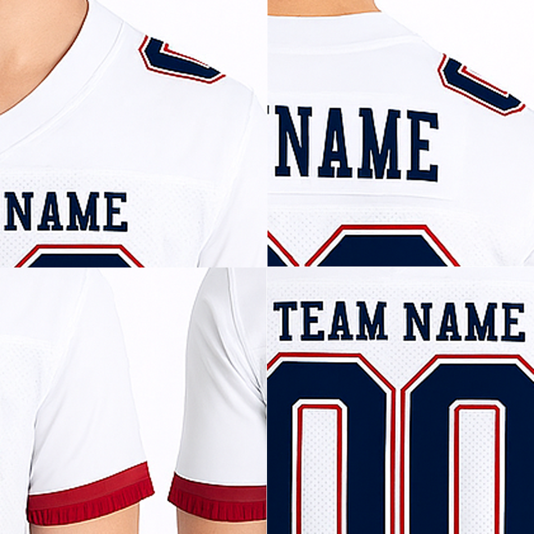 Custom White & Navy/Red Football Jersey