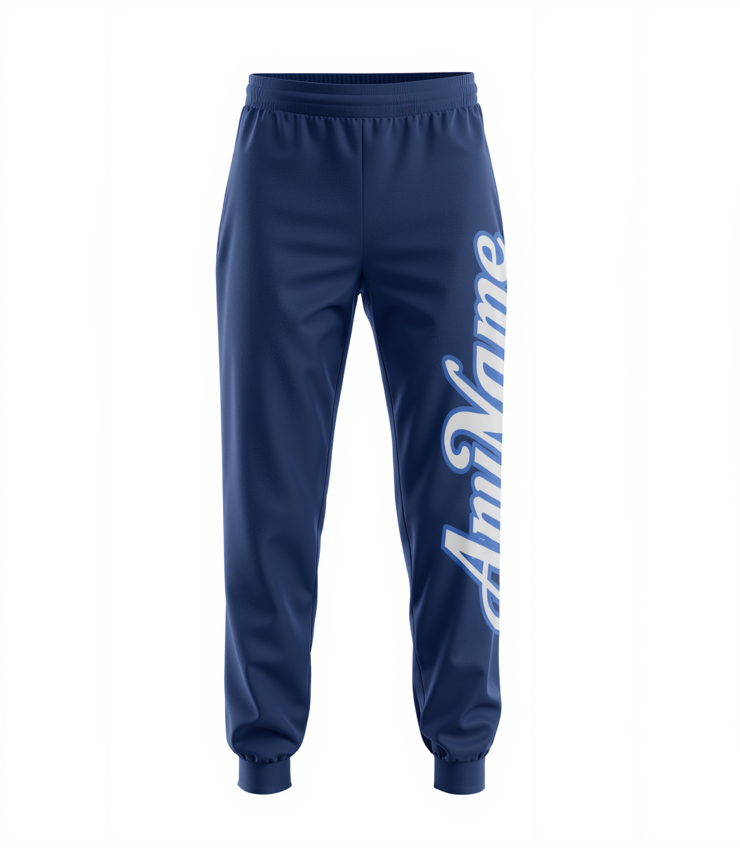 Custom Navy Blue & White Fleece Jogger Sweatpants