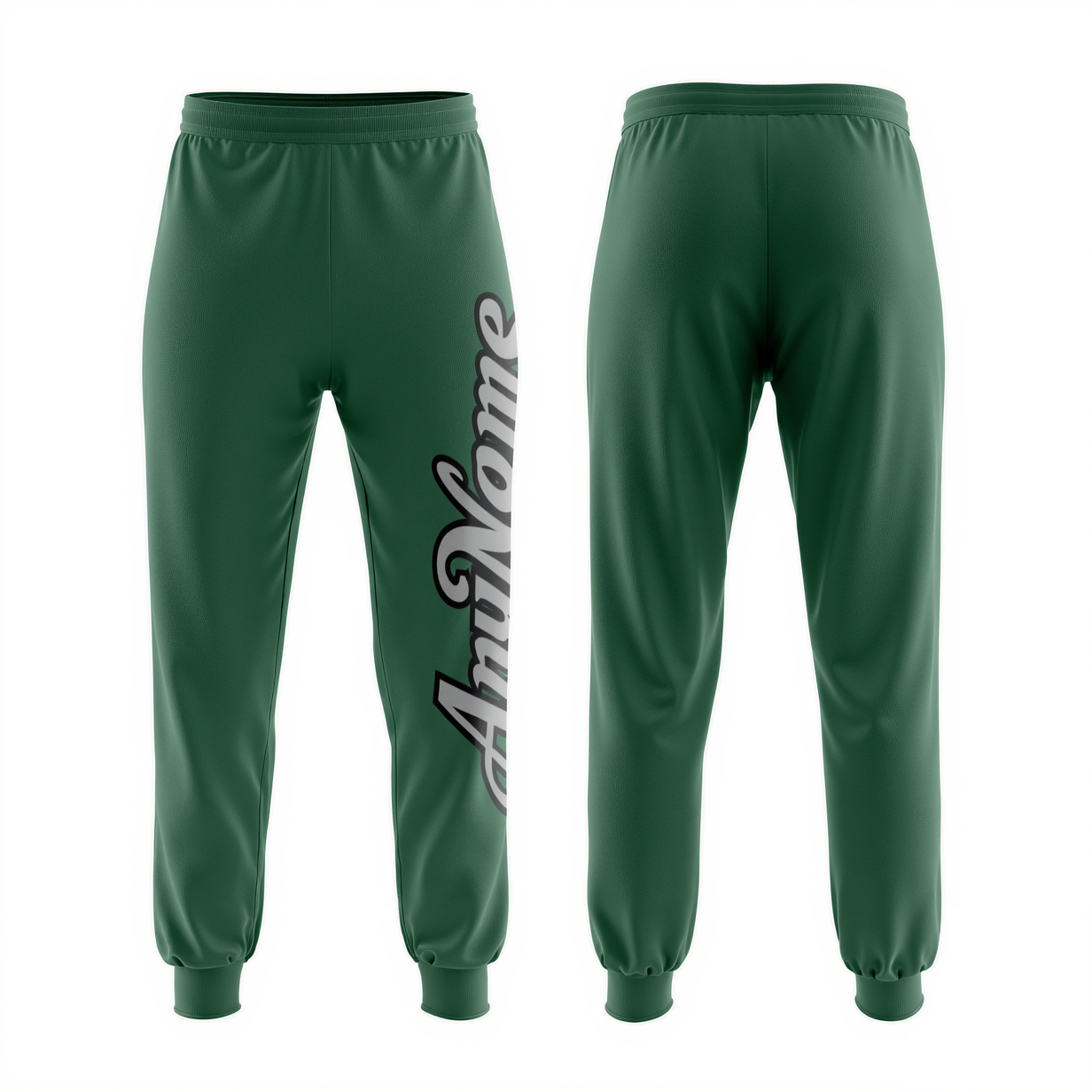 Custom Midnight Green & Grey/Black Fleece Jogger Sweatpants