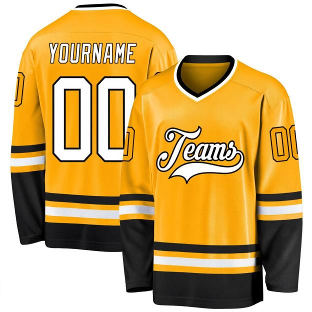 Custom Yellow & White/Royal Hockey Jersey