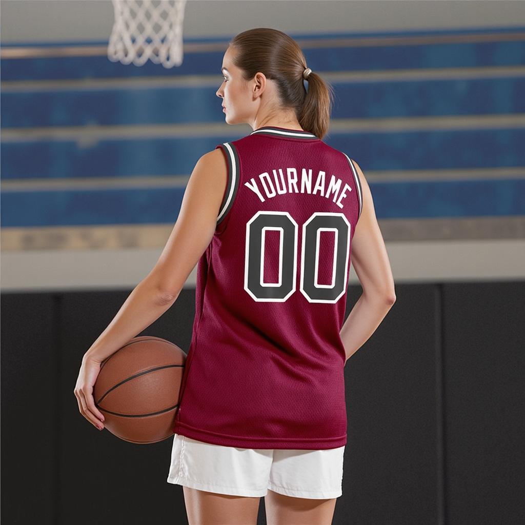 Custom Burgundy & White/Navy Basketball City Edition Jersey