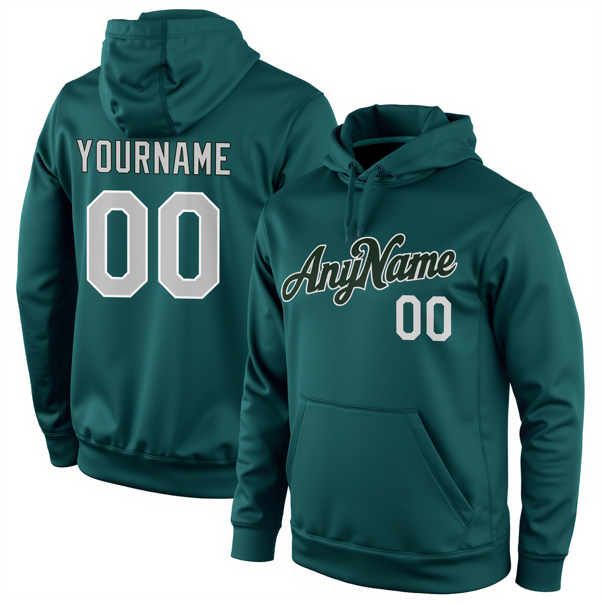 Custom Midnight Green & Black/Grey Pullover Sports Sweatshirt Hoodie