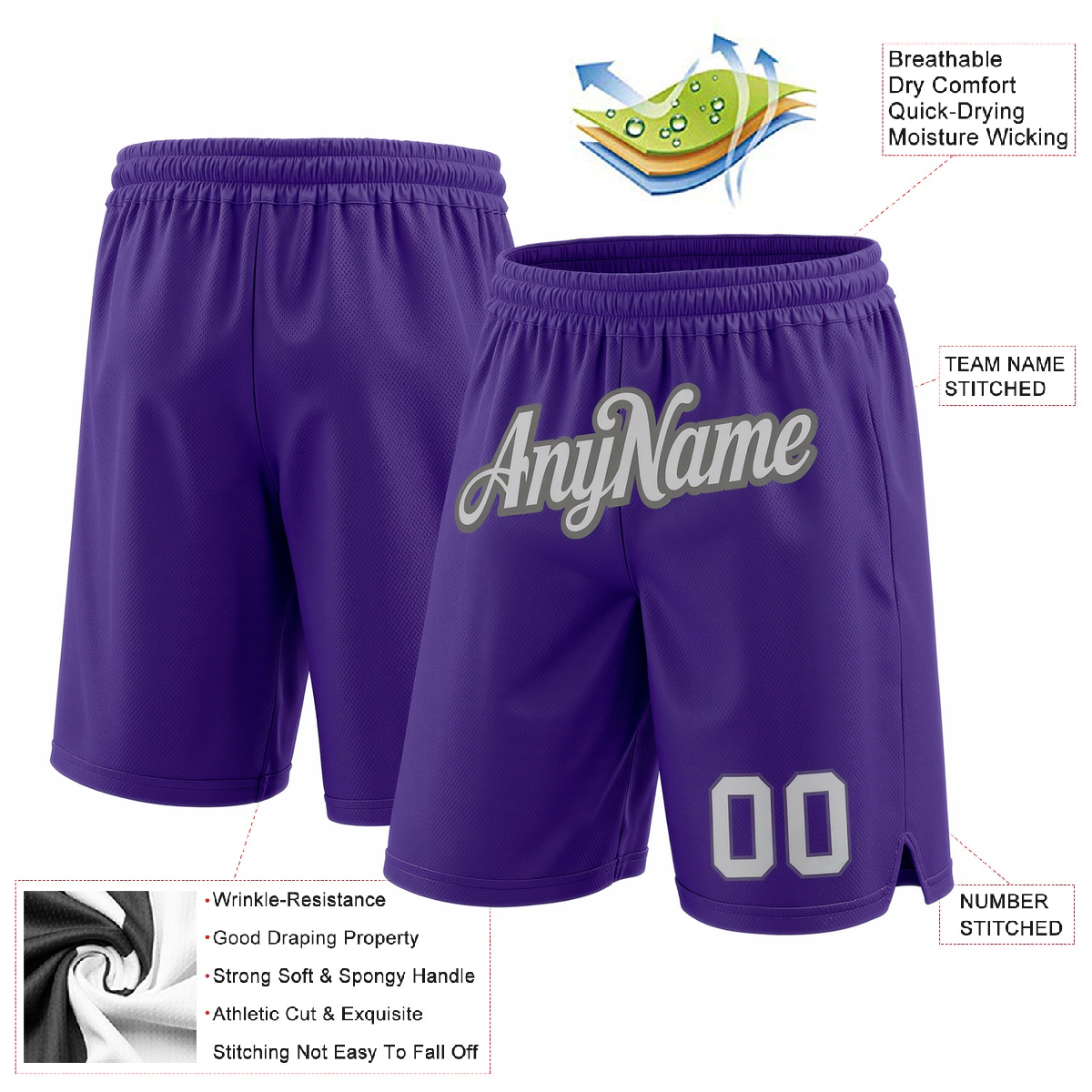 Custom Purple & White/Grey Shorts