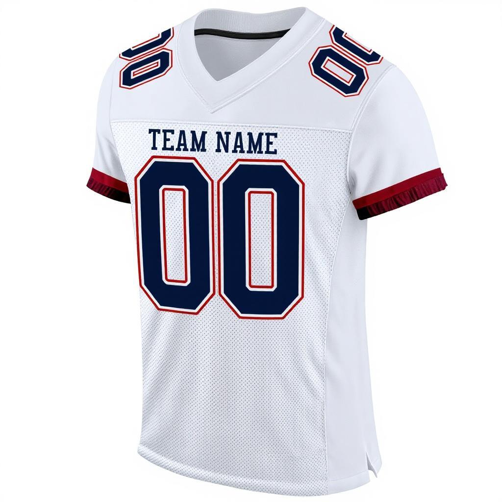 Custom White & Navy/Red Football Jersey