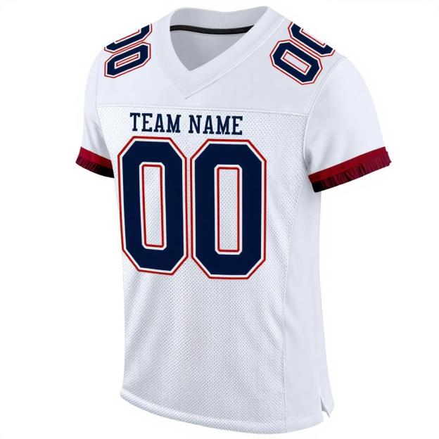 Custom White & Navy/Red Football Jersey
